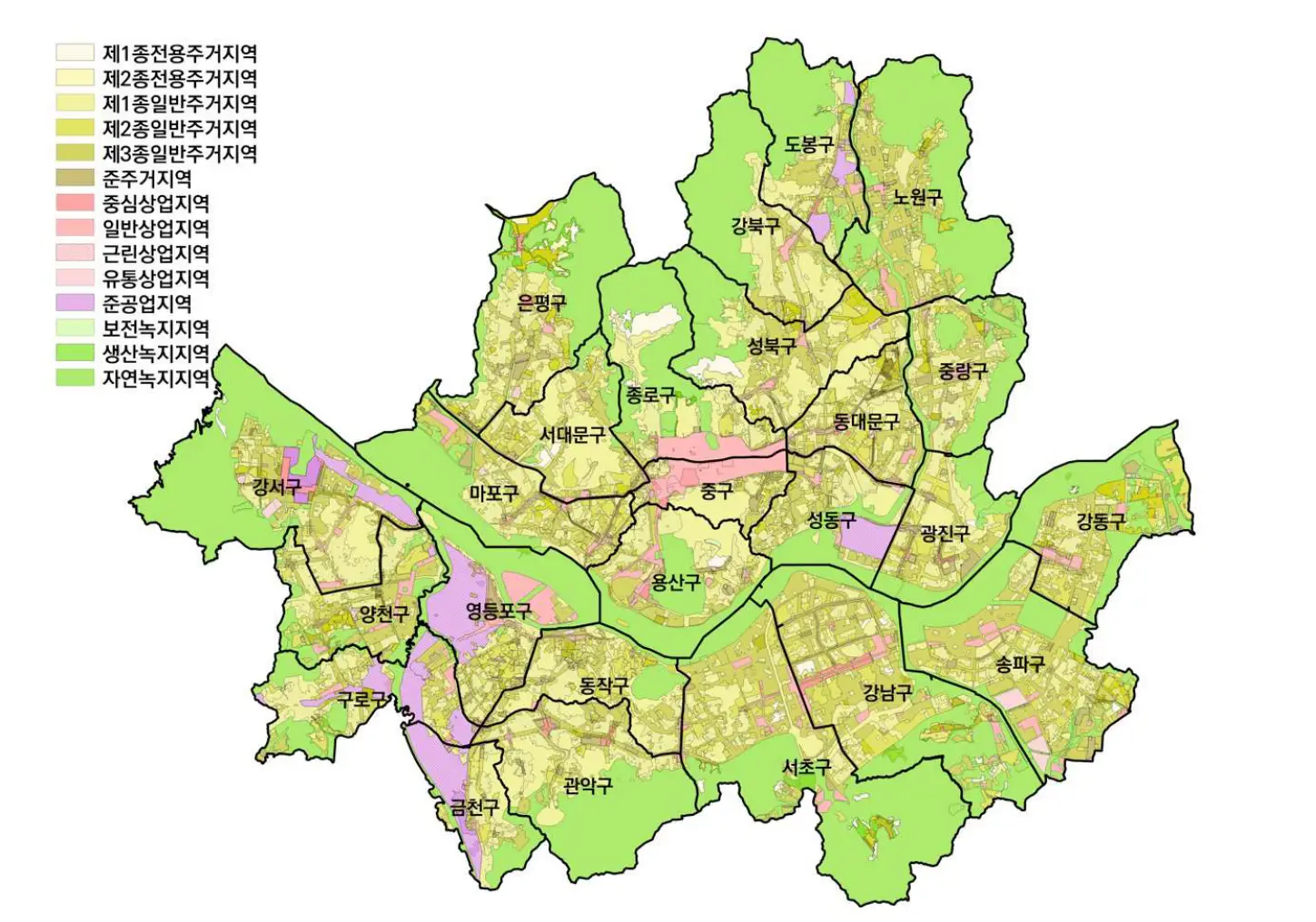 서울시 용도지역 현황